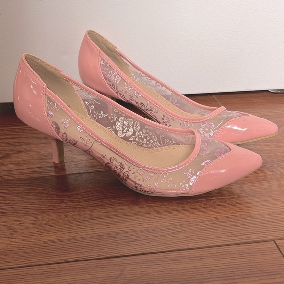 Elegant Pink Floral Women's Heels - Picture 1 of 7